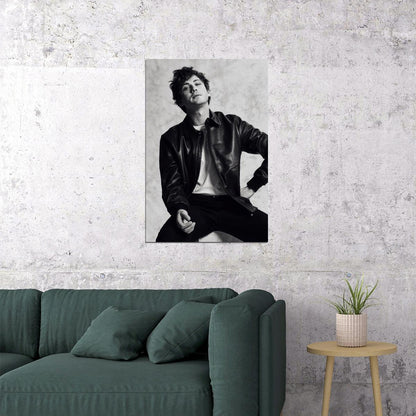 Logan Lerman Poster for Room Aesthetic Black and White Celebrity Photo Print - xonomax