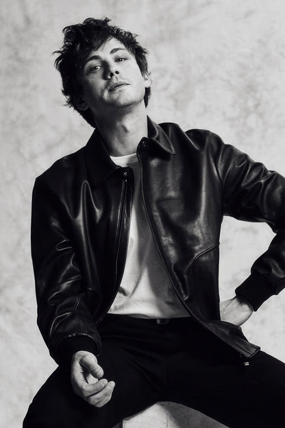 Logan Lerman Poster for Room Aesthetic Black and White Celebrity Photo Print - xonomax