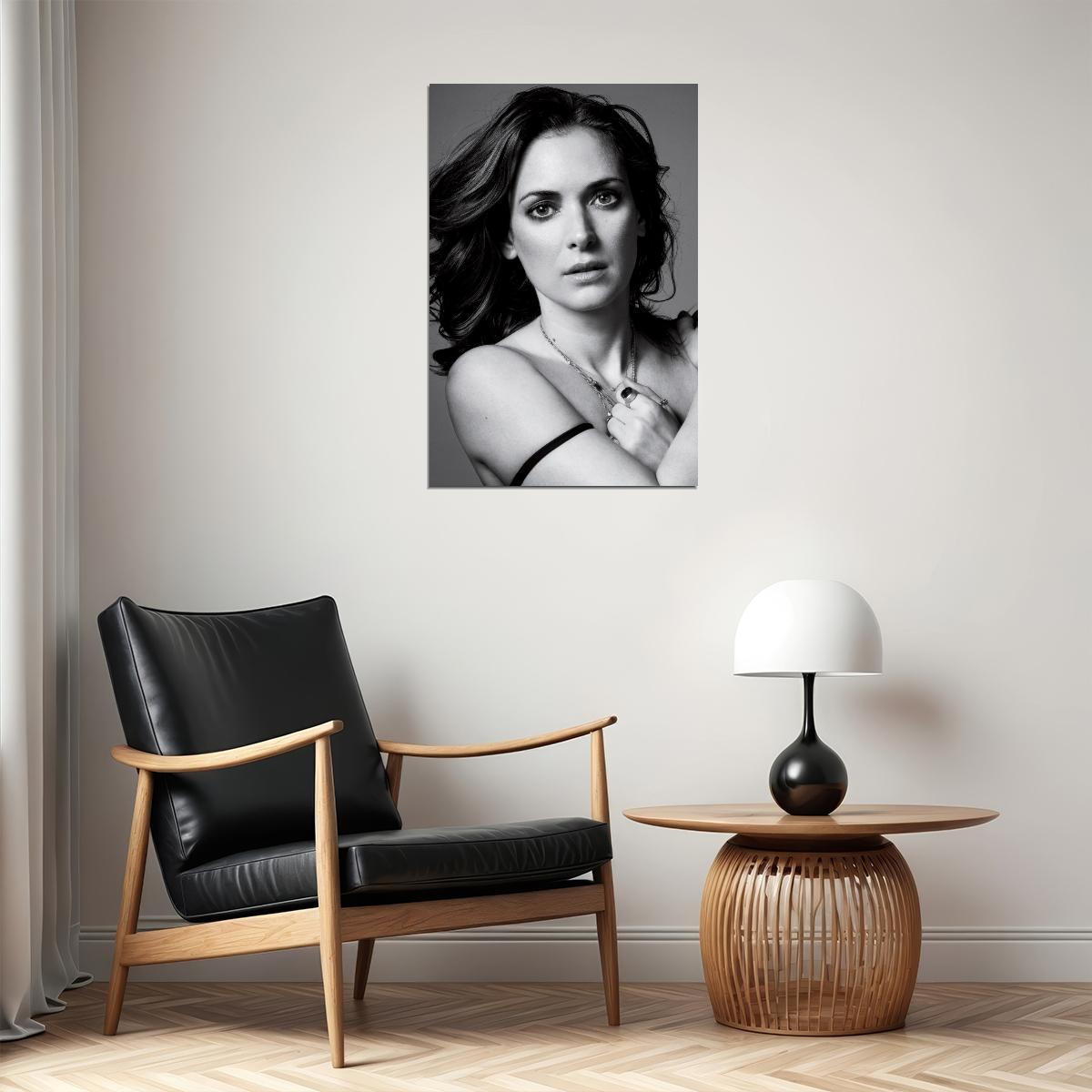 Winona Ryder Poster for Room Aesthetic Black and White Celebrity Photo Print - xonomax