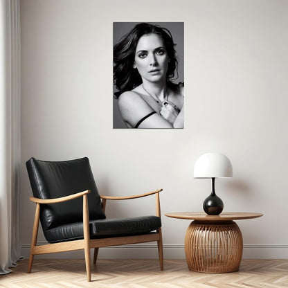 Winona Ryder Poster for Room Aesthetic Black and White Celebrity Photo Print - xonomax