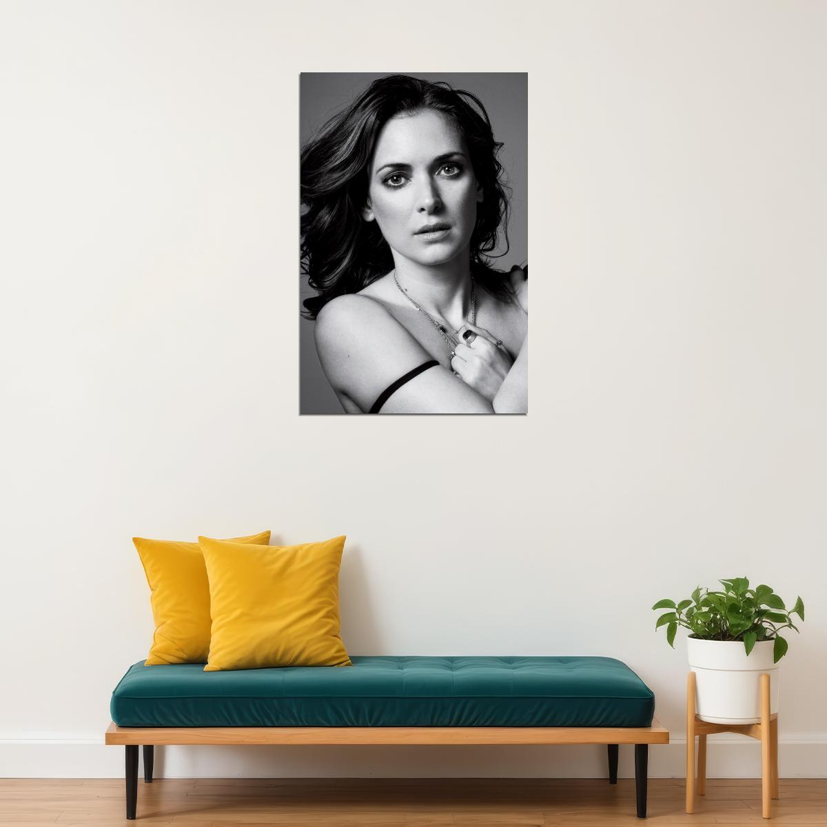 Winona Ryder Poster for Room Aesthetic Black and White Celebrity Photo Print - xonomax