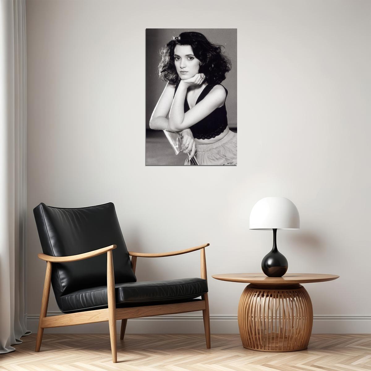 Winona Ryder Young Poster for Room Aesthetic Black and White Celebrity Photo Print Grunge Room Decor - xonomax