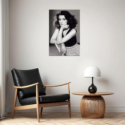 Winona Ryder Young Poster for Room Aesthetic Black and White Celebrity Photo Print Grunge Room Decor - xonomax