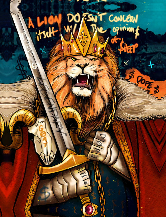 The Lion King: Majestic Ruler of the Savanna Animal Art Poster