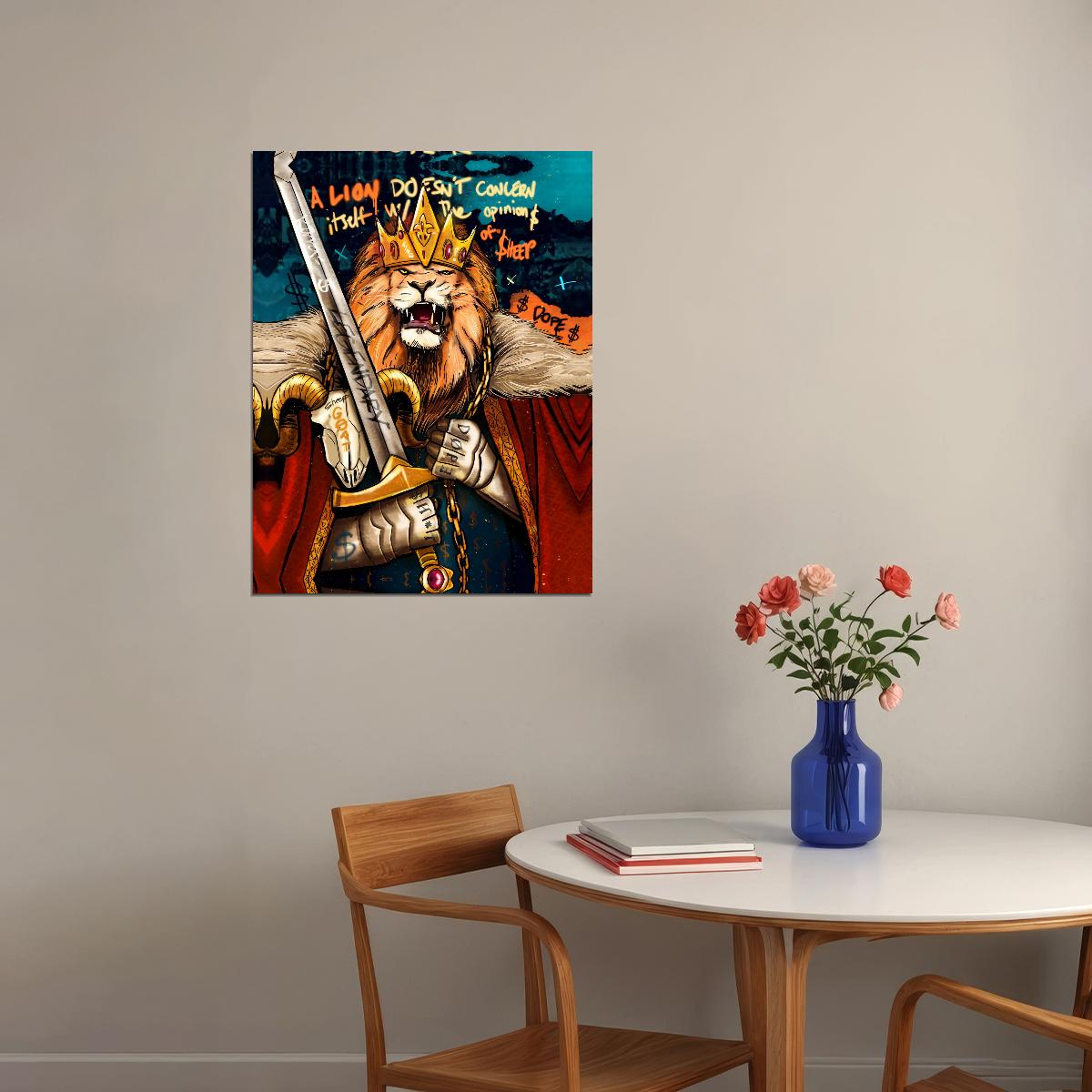 The Lion King: Majestic Ruler of the Savanna Animal Art Poster - xonomax