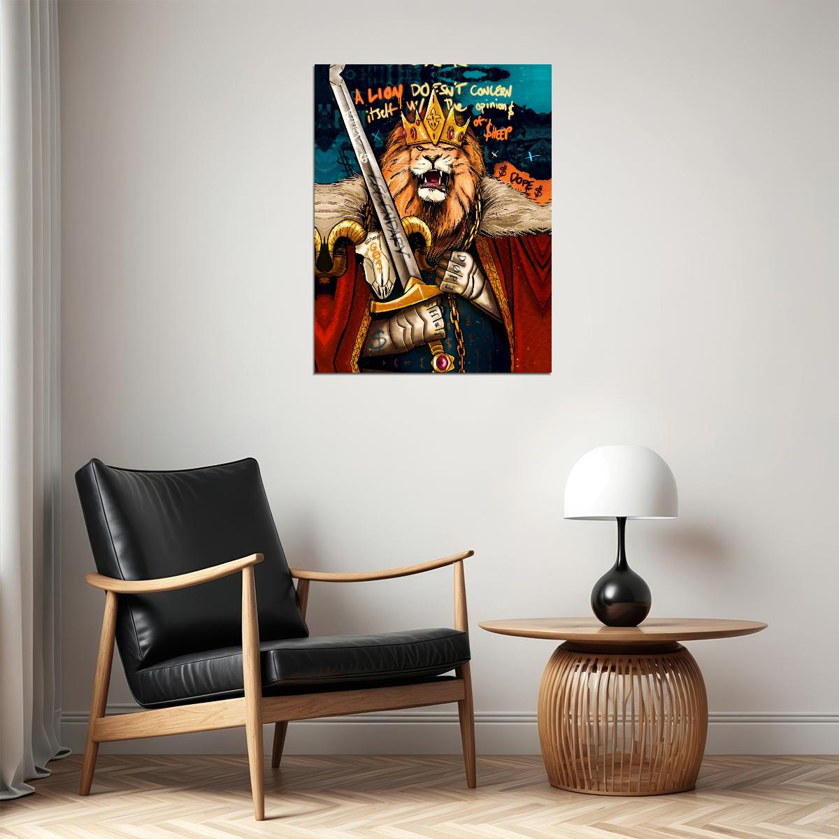 The Lion King: Majestic Ruler of the Savanna Animal Art Poster - xonomax