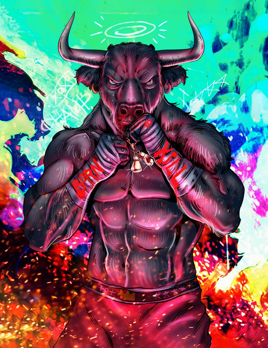Born to Fight: A Boxer Bull Ready to Unleash His Fury Animal Art Poster - xonomax
