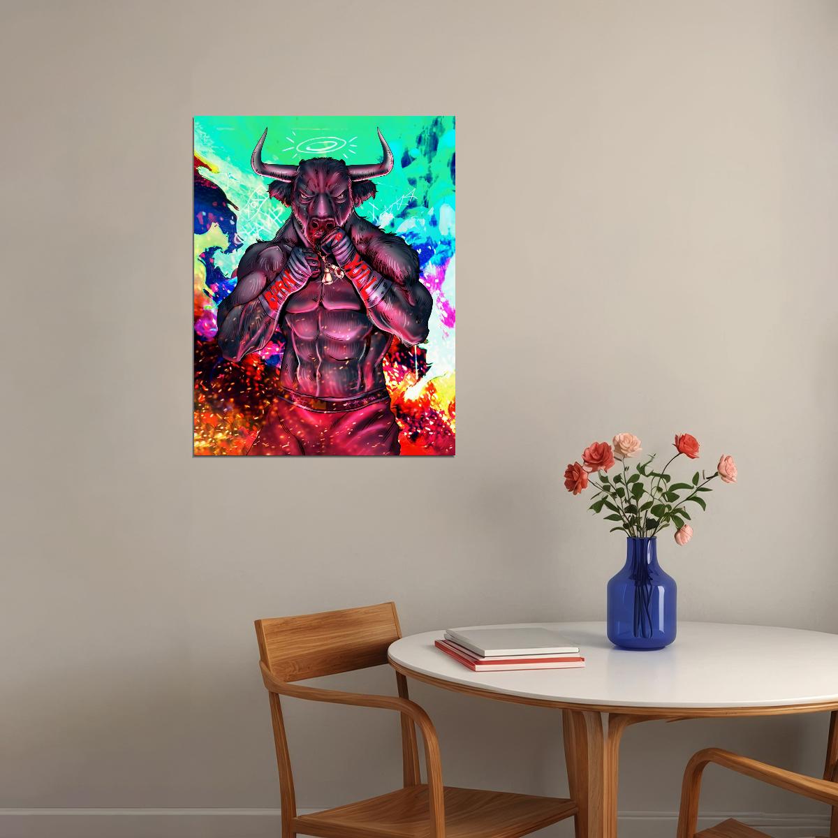 Born to Fight: A Boxer Bull Ready to Unleash His Fury Animal Art Poster - xonomax