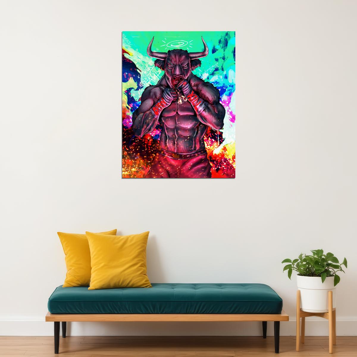 Born to Fight: A Boxer Bull Ready to Unleash His Fury Animal Art Poster - xonomax