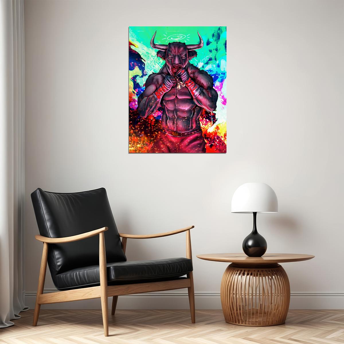 Born to Fight: A Boxer Bull Ready to Unleash His Fury Animal Art Poster - xonomax