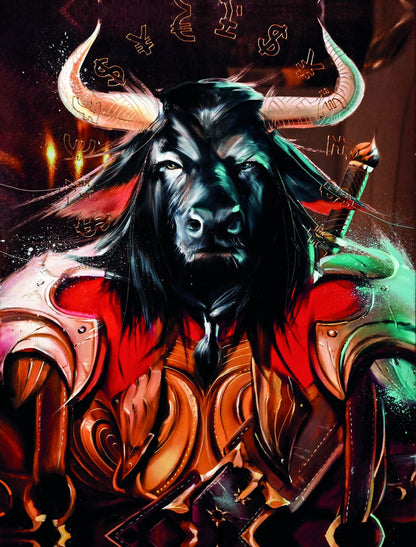 Mystic Bull Warrior Currency Fantasy Art Poster