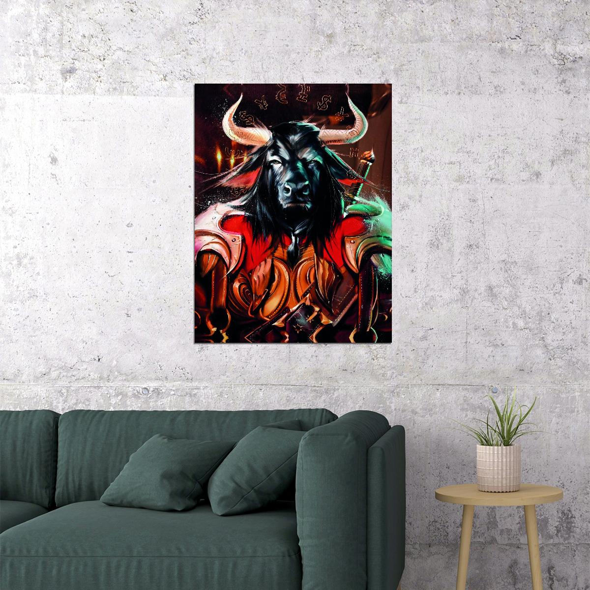 Mystic Bull Warrior Currency Fantasy Art Poster