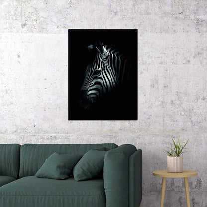 Fading Into The Night Zebra's Silhouette Disappears Darkness Animal Art Poster - xonomax