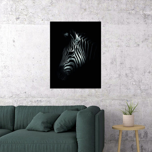 Fading Into The Night Zebra's Silhouette Disappears Darkness Animal Art Poster - xonomax