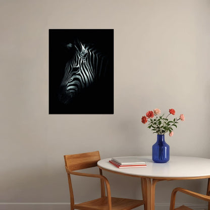 Fading Into The Night Zebra's Silhouette Disappears Darkness Animal Art Poster - xonomax