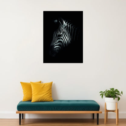 Fading Into The Night Zebra's Silhouette Disappears Darkness Animal Art Poster - xonomax