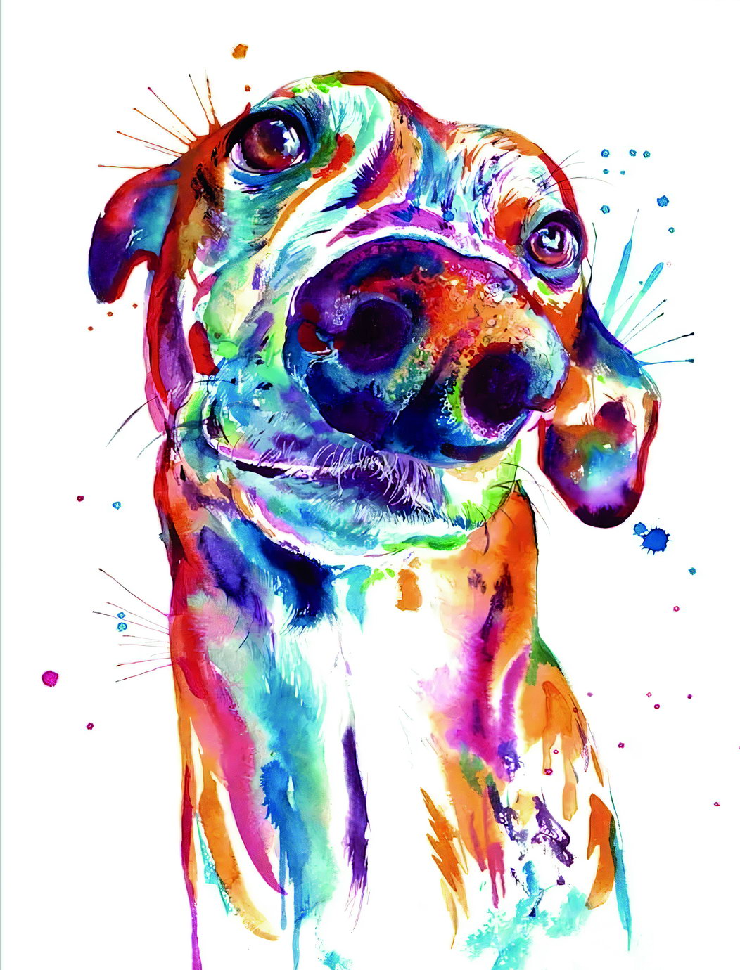 Dog's Abstract Portrait in Watercolor Technique Animal Pop Art Poster - xonomax