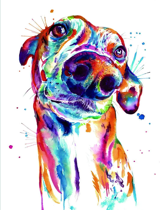 Dog's Abstract Portrait in Watercolor Technique Animal Pop Art Poster - xonomax