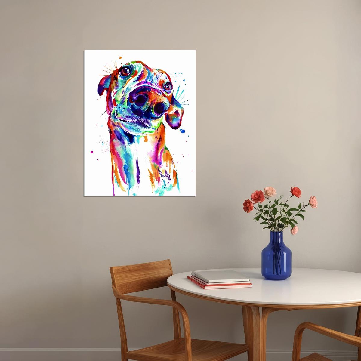 Dog's Abstract Portrait in Watercolor Technique Animal Pop Art Poster - xonomax