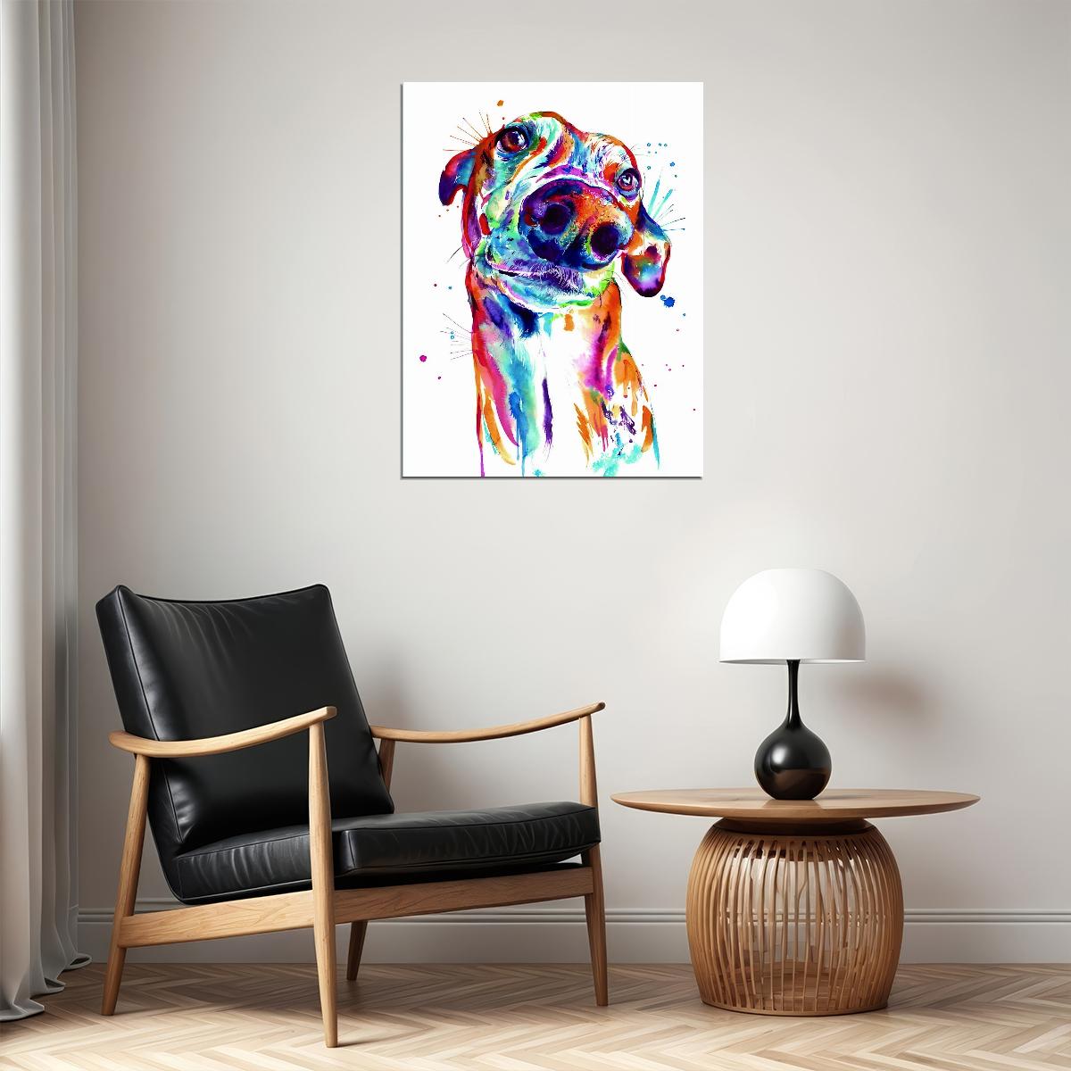 Dog's Abstract Portrait in Watercolor Technique Animal Pop Art Poster - xonomax