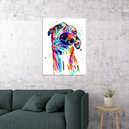 Dog's Abstract Portrait in Watercolor Technique Animal Pop Art Poster - xonomax