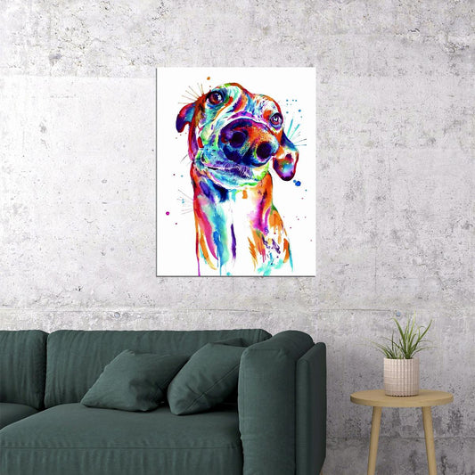 Dog's Abstract Portrait in Watercolor Technique Animal Pop Art Poster - xonomax