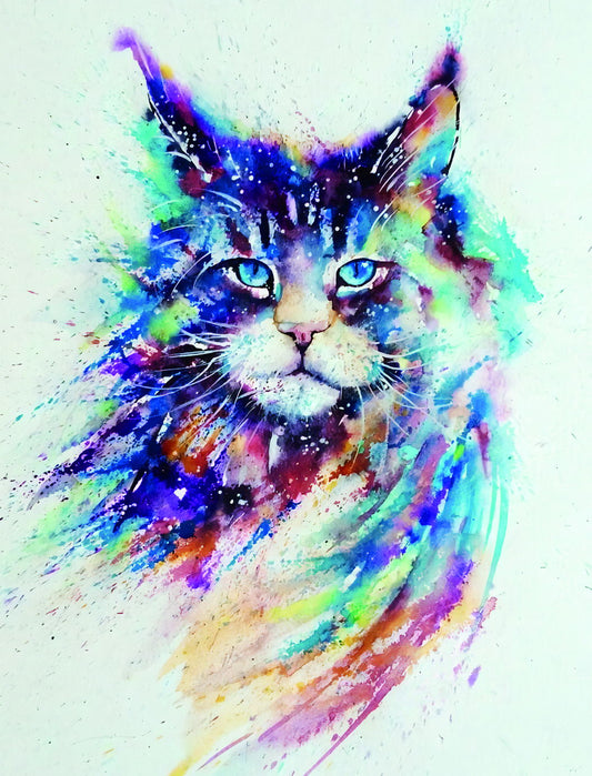Cat's Abstract Portrait in Watercolor Technique Animal Pop Art Poster - xonomax