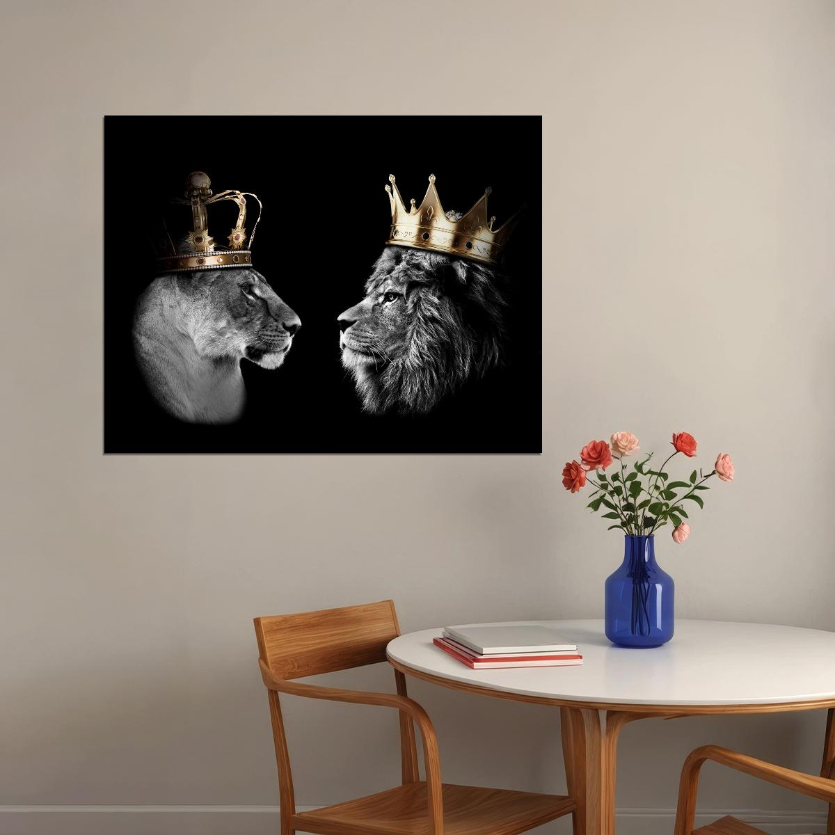 Kings and Queens of the Jungle: A Regal and Powerful Pair Animal Art Poster - xonomax