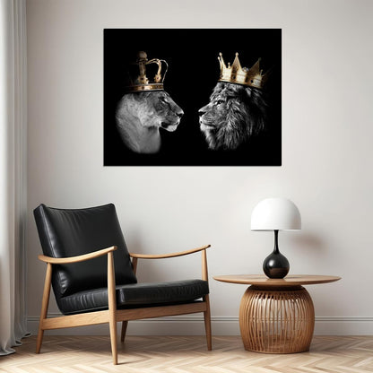 Kings and Queens of the Jungle: A Regal and Powerful Pair Animal Art Poster - xonomax