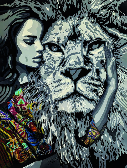 The Girl and the Lion Story of Friendship Animal Art Poster - xonomax