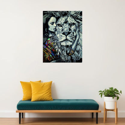 The Girl and the Lion Story of Friendship Animal Art Poster - xonomax