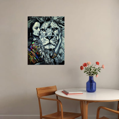 The Girl and the Lion Story of Friendship Animal Art Poster - xonomax