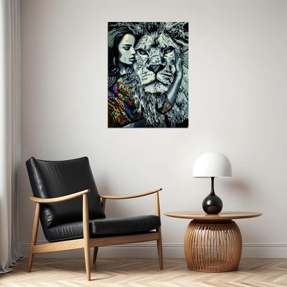 The Girl and the Lion Story of Friendship Animal Art Poster - xonomax
