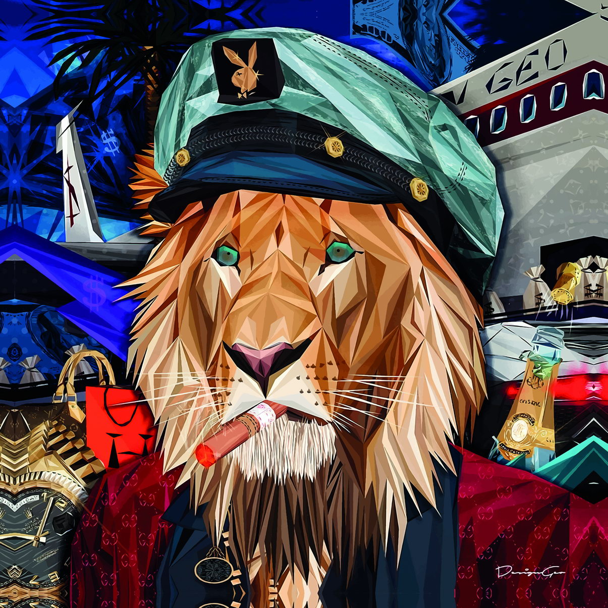 Eclectic Lion Journey Of Opulence Animal Art Poster - xonomax