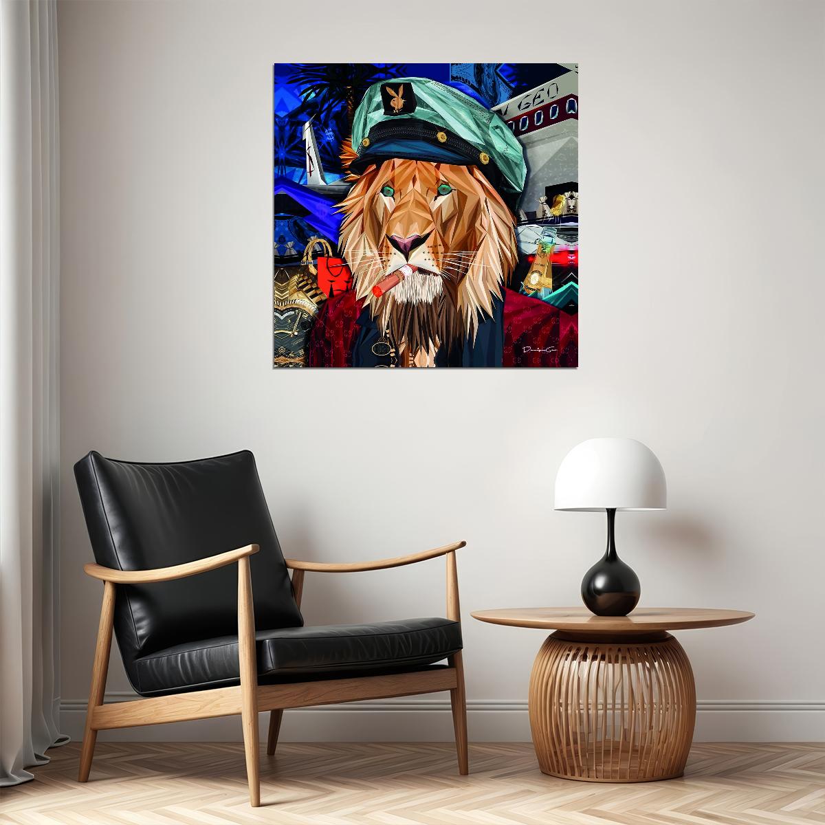 Eclectic Lion Journey Of Opulence Animal Art Poster - xonomax