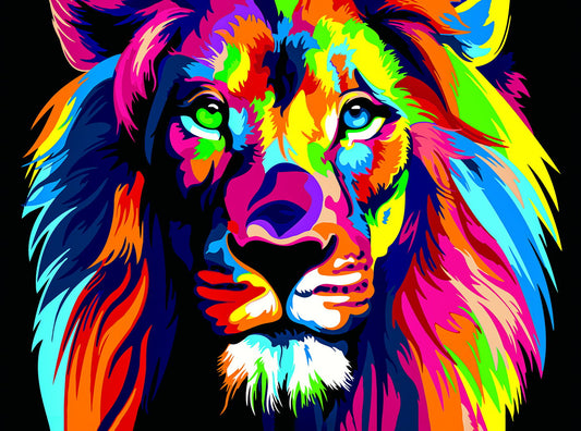 A Bold and Colorful Portrait of Lion Animal Pop Art Poster Colorful Multicolor Print - xonomax