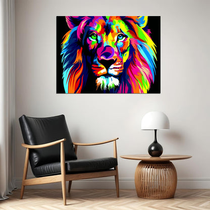 A Bold and Colorful Portrait of Lion Animal Pop Art Poster Colorful Multicolor Print - xonomax