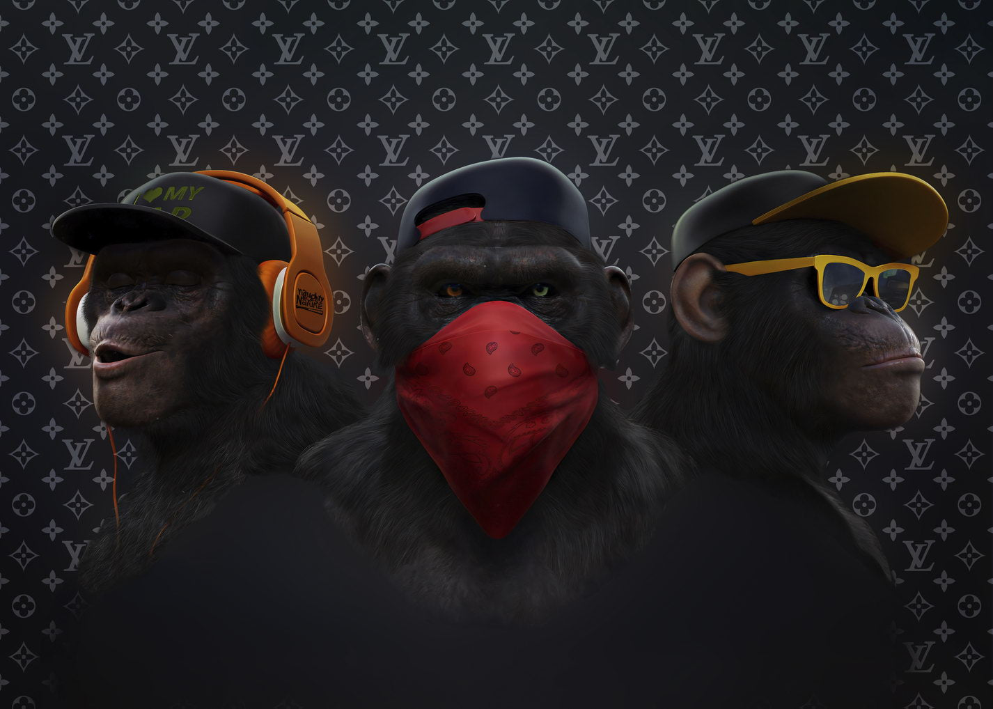 The Cool Chimps: A Trio of Hip Monkeys Swag Style Animal Art Poster - xonomax