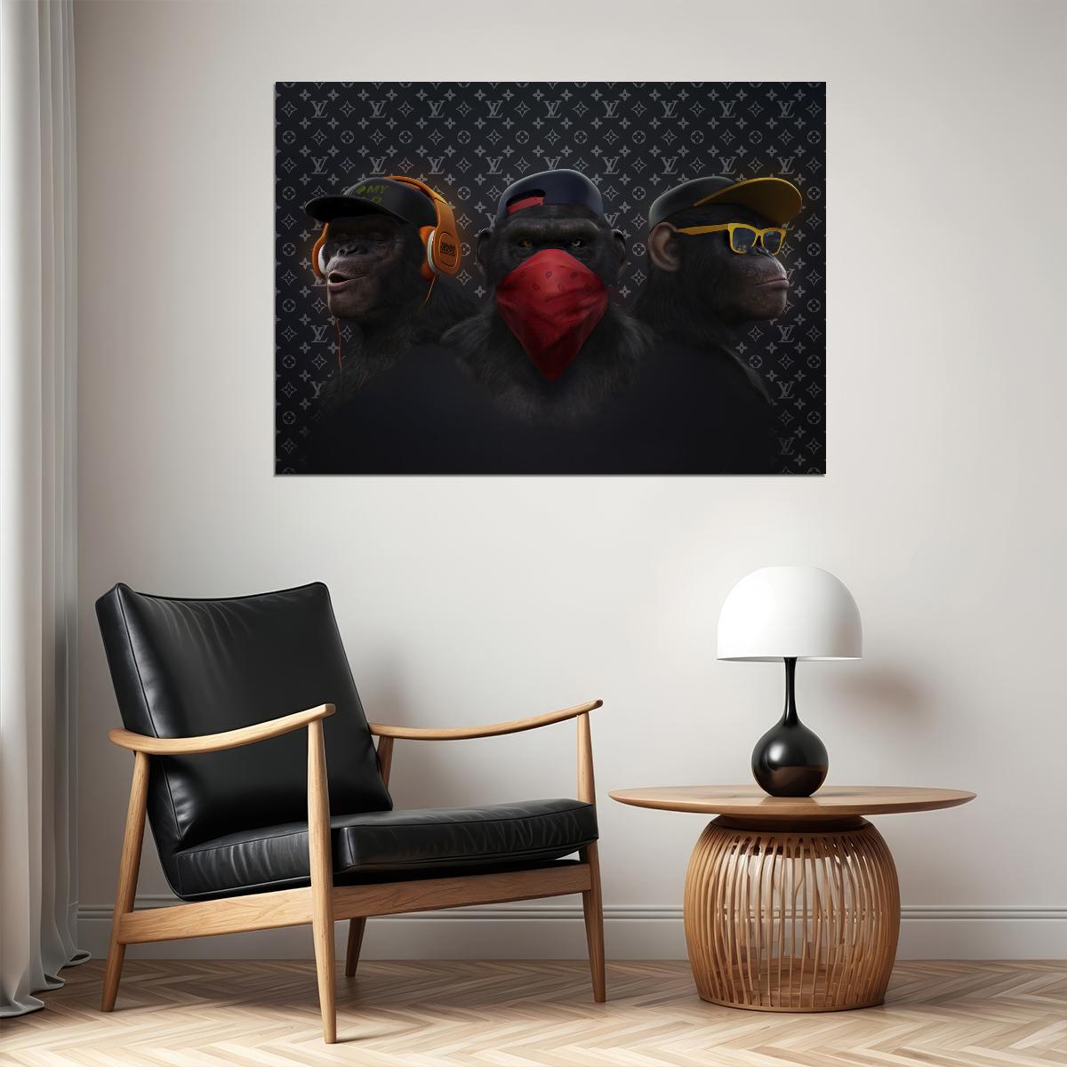The Cool Chimps: A Trio of Hip Monkeys Swag Style Animal Art Poster - xonomax