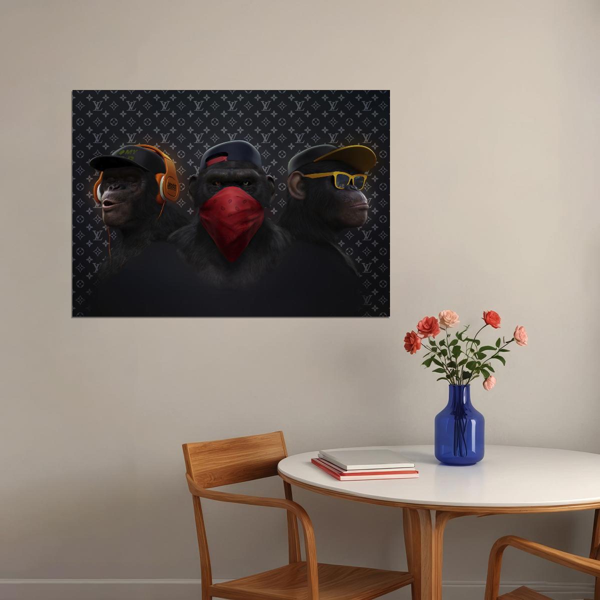 The Cool Chimps: A Trio of Hip Monkeys Swag Style Animal Art Poster - xonomax