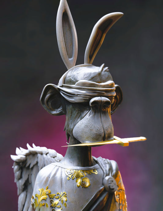 Statue Angel Monkey Rabbit Ears With Dagger Blindfold Wings Pop Art Poster - xonomax