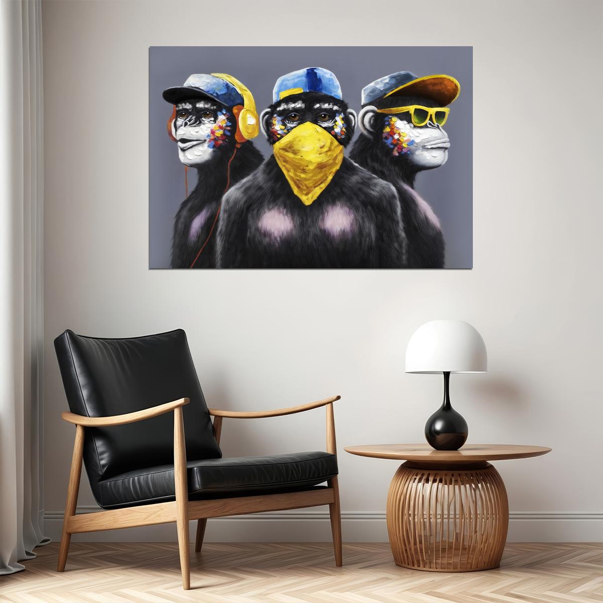 Monkeys Rappers Hip Hop Vintage Hand Drawn Animal Pop Art Poster - xonomax