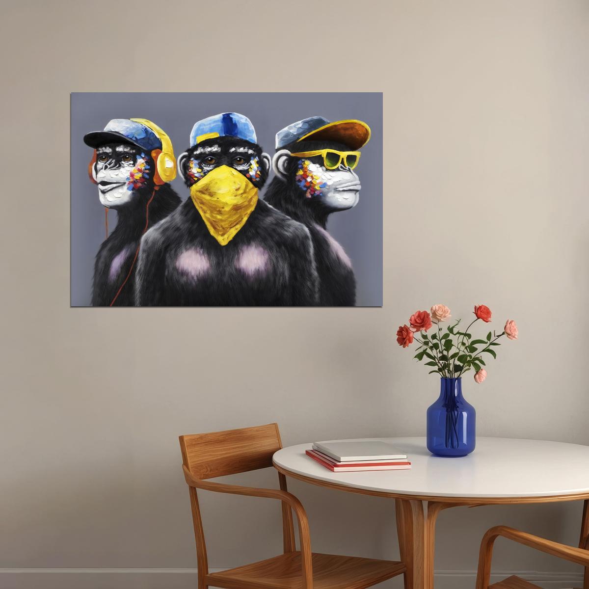 Monkeys Rappers Hip Hop Vintage Hand Drawn Animal Pop Art Poster - xonomax