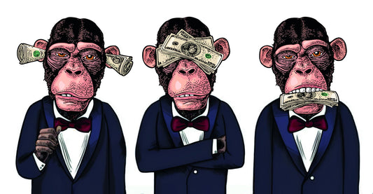 The Cost of Silence: Three Monkeys Turn a Blind Eye to Corruption Animal Art Poster - xonomax