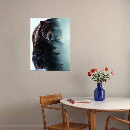 The Spirit of the Forest: A Bear Embodies the Wild Animal Art Poster - xonomax