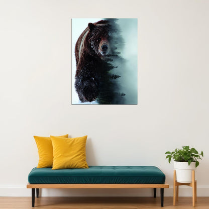 The Spirit of the Forest: A Bear Embodies the Wild Animal Art Poster - xonomax