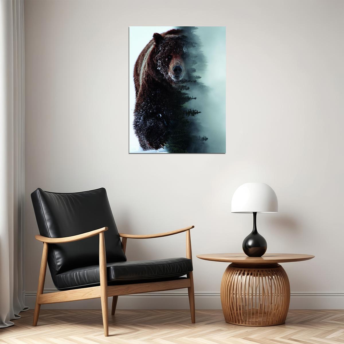 The Spirit of the Forest: A Bear Embodies the Wild Animal Art Poster - xonomax