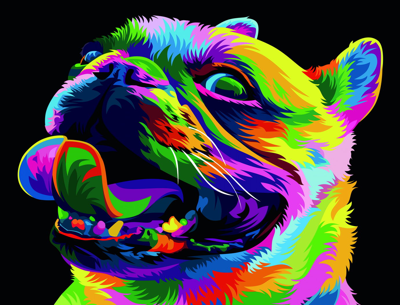 A Fun and Colorful Portrait of the Dog Animal Art Poster