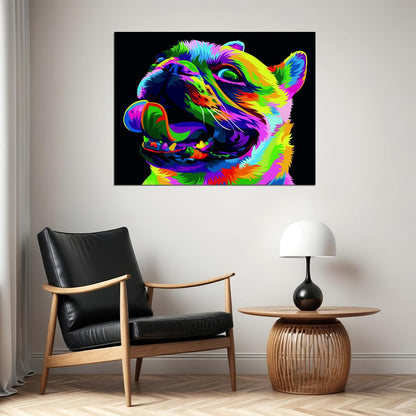 A Fun and Colorful Portrait of the Dog Animal Art Poster