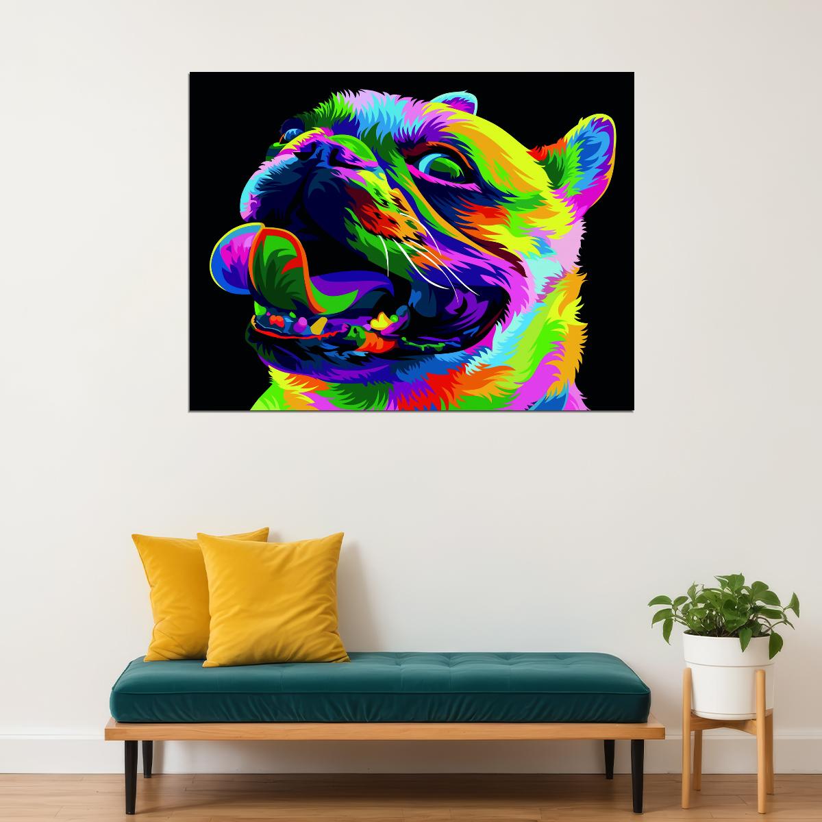 A Fun and Colorful Portrait of the Dog Animal Art Poster